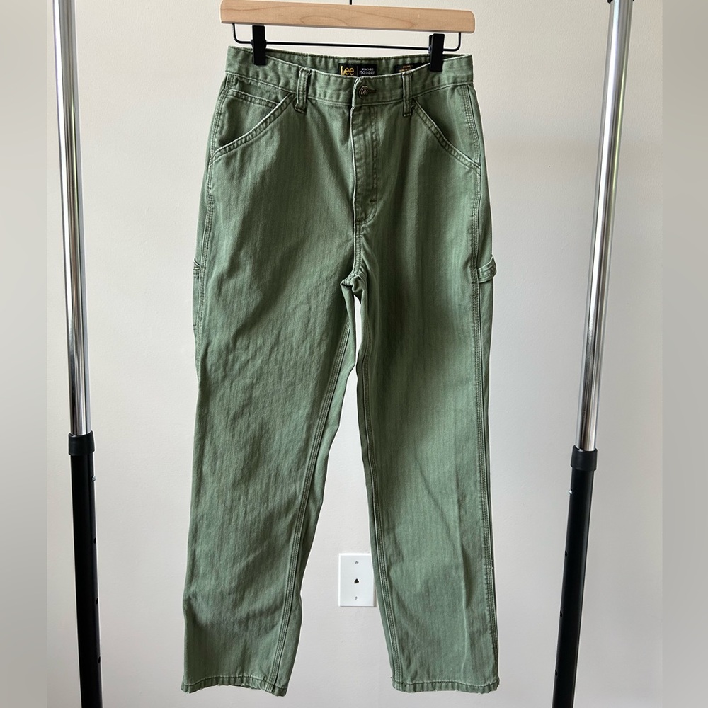 Lee Green Cotton Denim High Rise Dungaree Ankle Pants (Vintage Modern Cut)